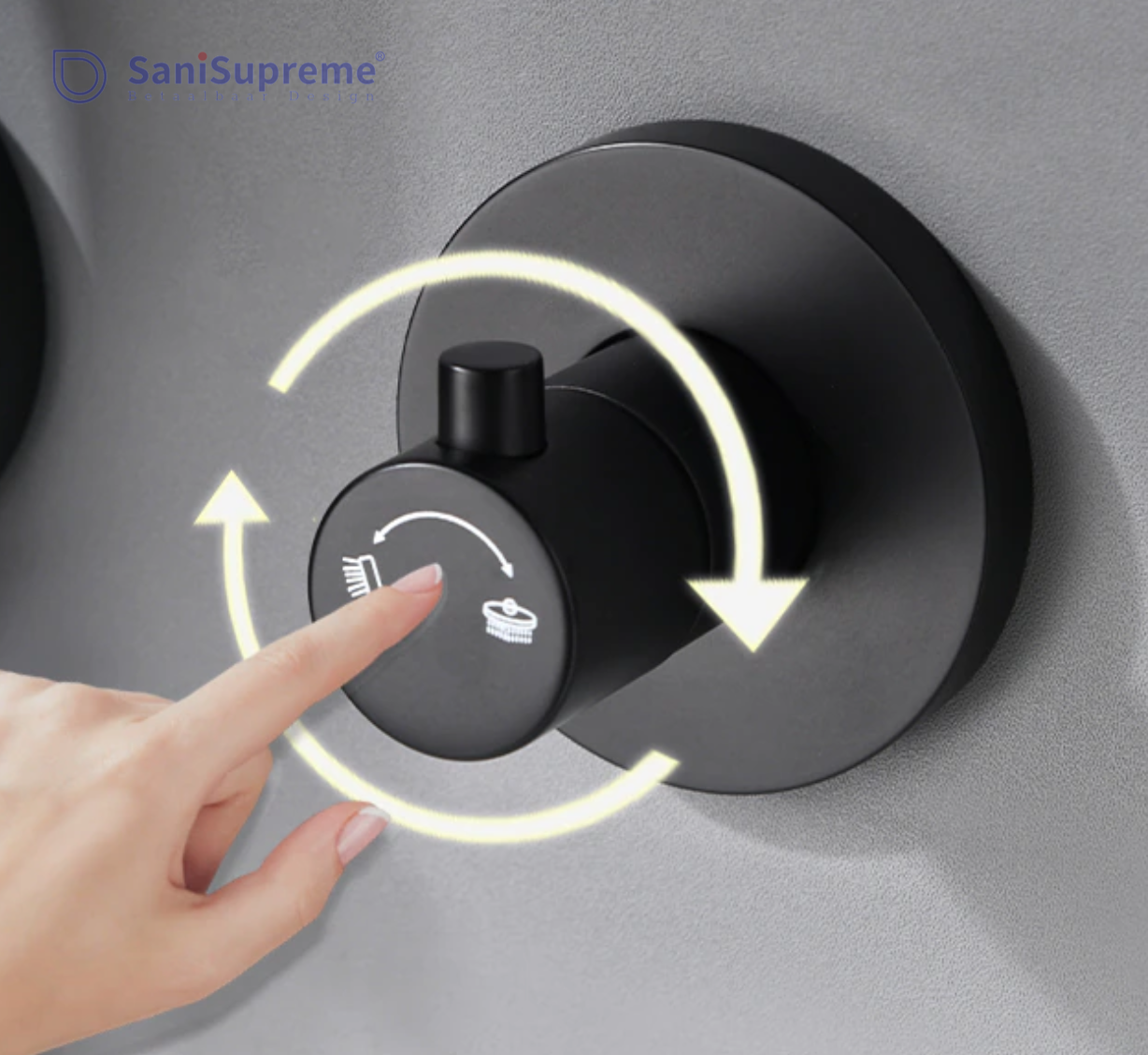 SaniSupreme® Doucheset Montana 8 inch / 20cm regendouche rond 2-weg zwart inbouw