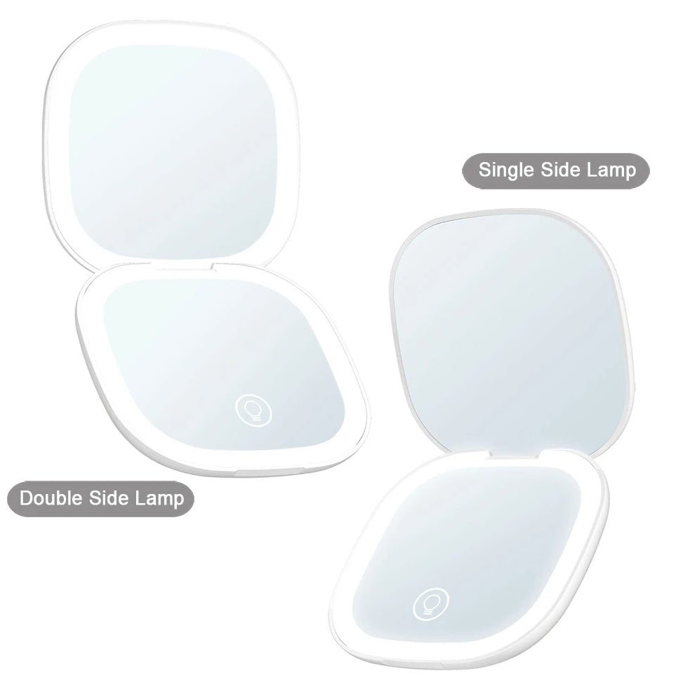 Mini Make-up spiegel VoordeelPaleis® HighLine met LED Verlichting USB 5x Vergroting Wit