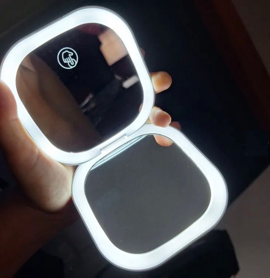 Mini Make-up spiegel VoordeelPaleis® HighLine met LED Verlichting USB 5x Vergroting Wit