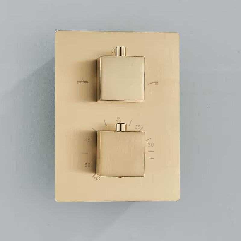 VoordeelPaleis® Doucheset Manhattan Premium Plafond 40x80 cm regendouche vierkant 2-weg goud geborsteld