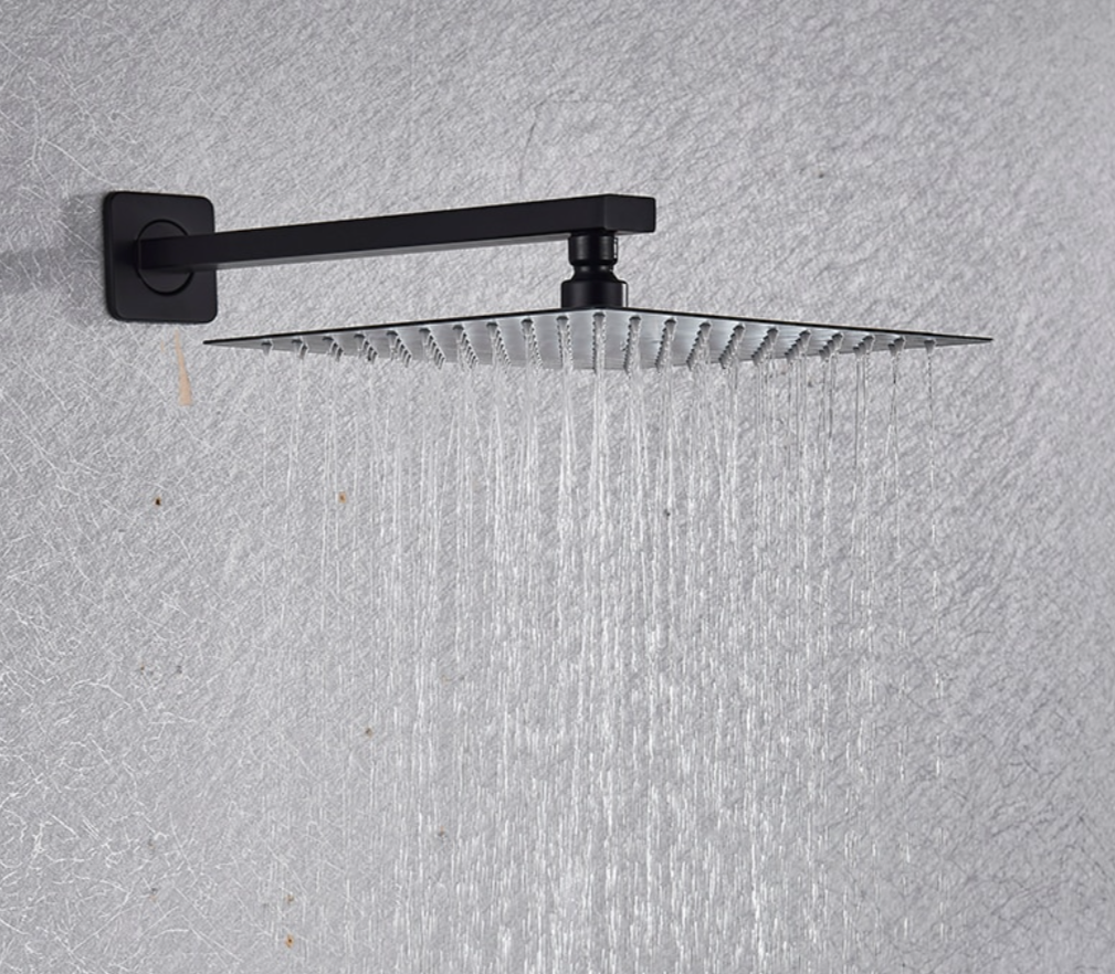 VoordeelPaleis® Doucheset Santiago 20 cm regendouche vierkant 2-weg zwart inbouw