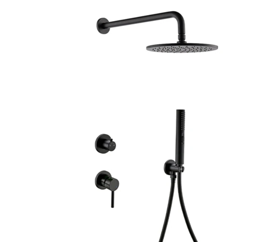 VoordeelPaleis® Doucheset Montana 12 inch / 30 cm regendouche rond 2-weg zwart inbouw