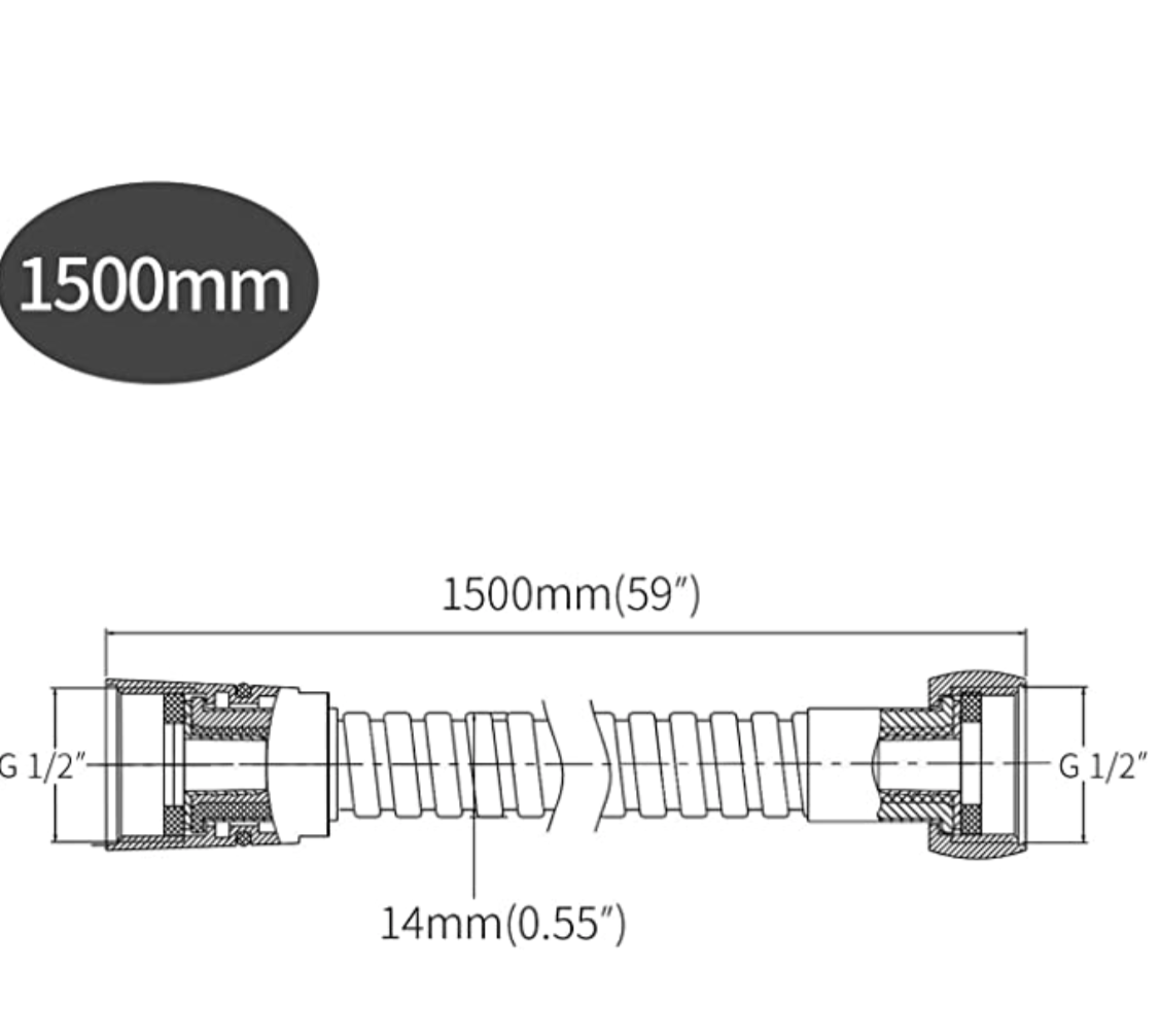 Doucheslang SaniSupreme® mat zwart - 150 cm. lang