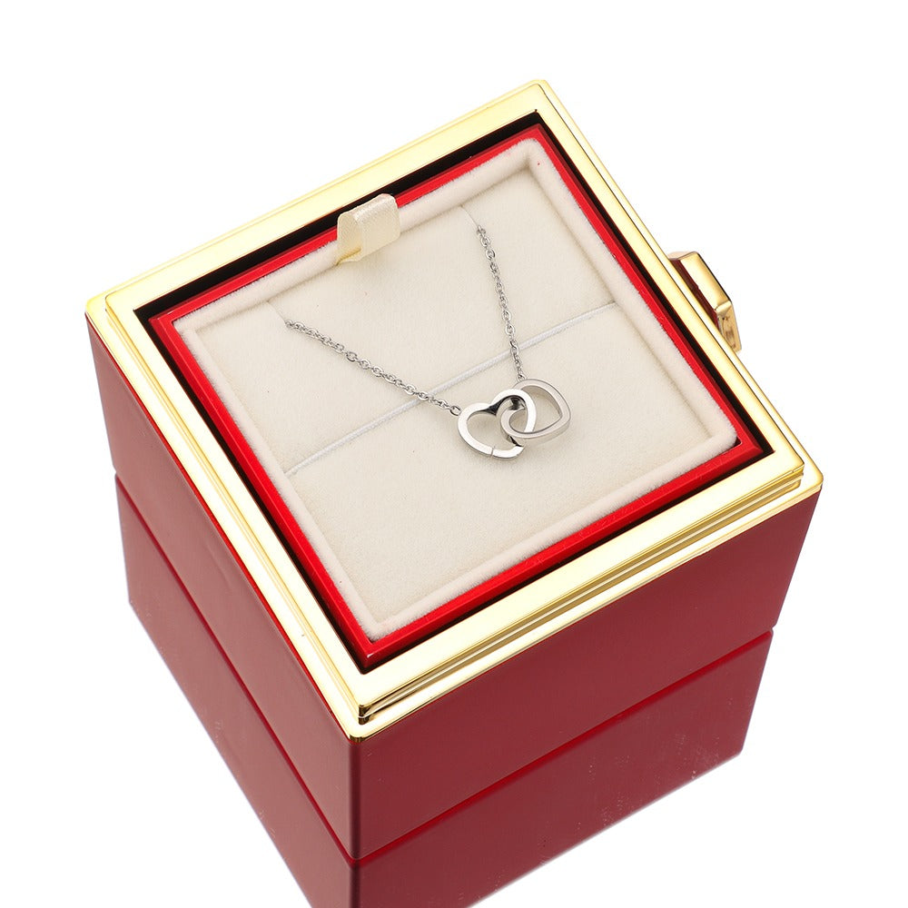 Lunavia Sieradendoos met Eeuwige Roos en Hart Ketting – 14k Witgoud & 18k Goud Afwerking