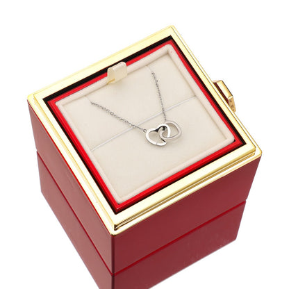 Lunavia Sieradendoos met Eeuwige Roos en Hart Ketting – 14k Witgoud & 18k Goud Afwerking