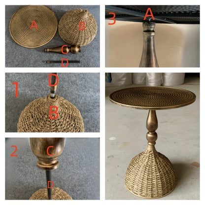 Ronde Koffietafel van Watergras met IJzeren Frame – 52 cm Hoog