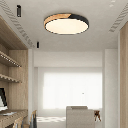 Scandinavische LED Plafondlamp met Hout – Stijlvolle Plafonnière voor Sfeervolle Verlichting