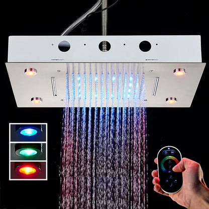 VoordeelPaleis® SmartPulse Plafond Thermostatische Doucheset Alicante 3 weg Inbouw Plafond LED regendouche La Paz RVS Geborsteld Nickel