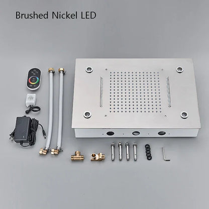VoordeelPaleis® SmartPulse Plafond Thermostatische Doucheset Alicante 3 weg Inbouw Plafond LED regendouche La Paz RVS Geborsteld Nickel