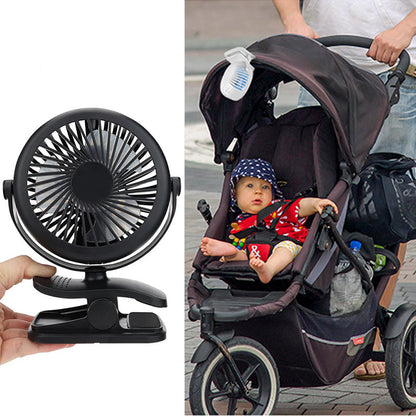 Draagbare Klemventilator met 360° Rotatie – USB & Oplaadbare Batterij