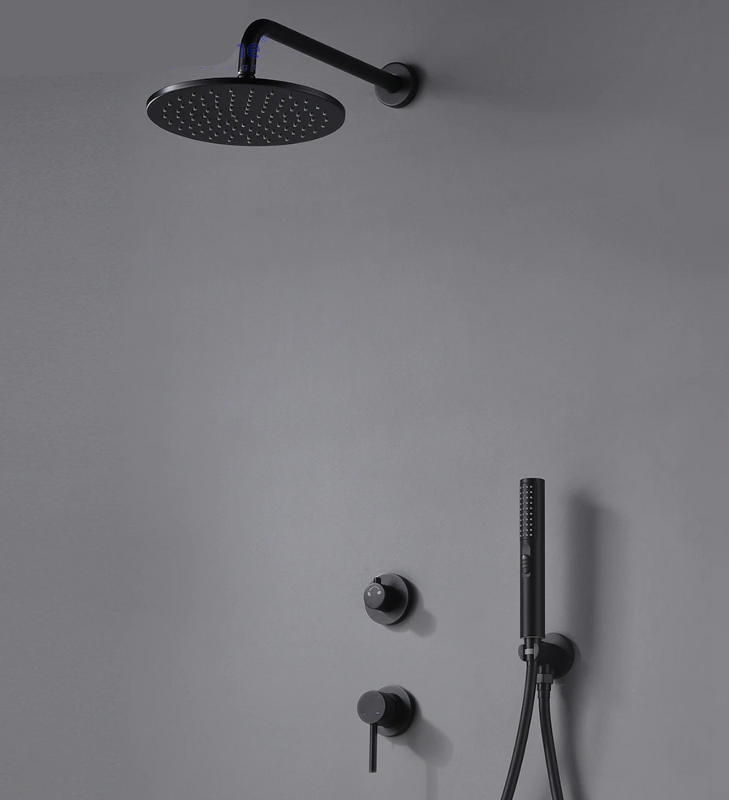 VoordeelPaleis® Doucheset Montana 10 inch / 25 cm regendouche rond 2-weg zwart inbouw