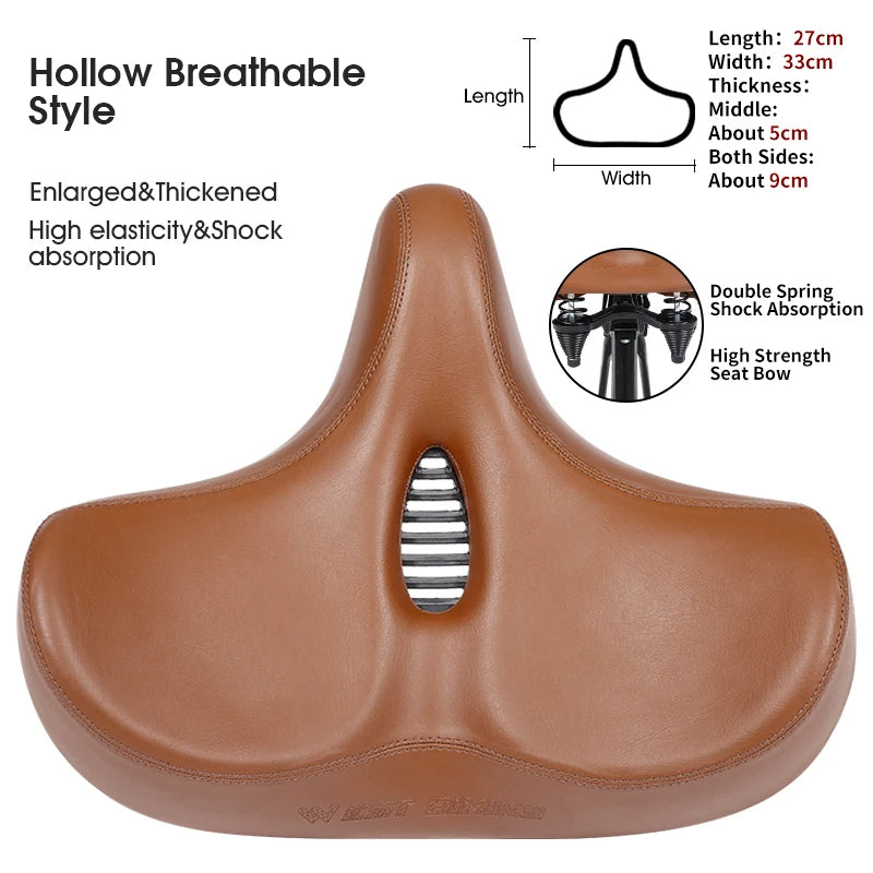 Brede Ergonomische Fietszadel – Comfortabel Zadel met Schokdemping voor Stads- en Mountainbikes