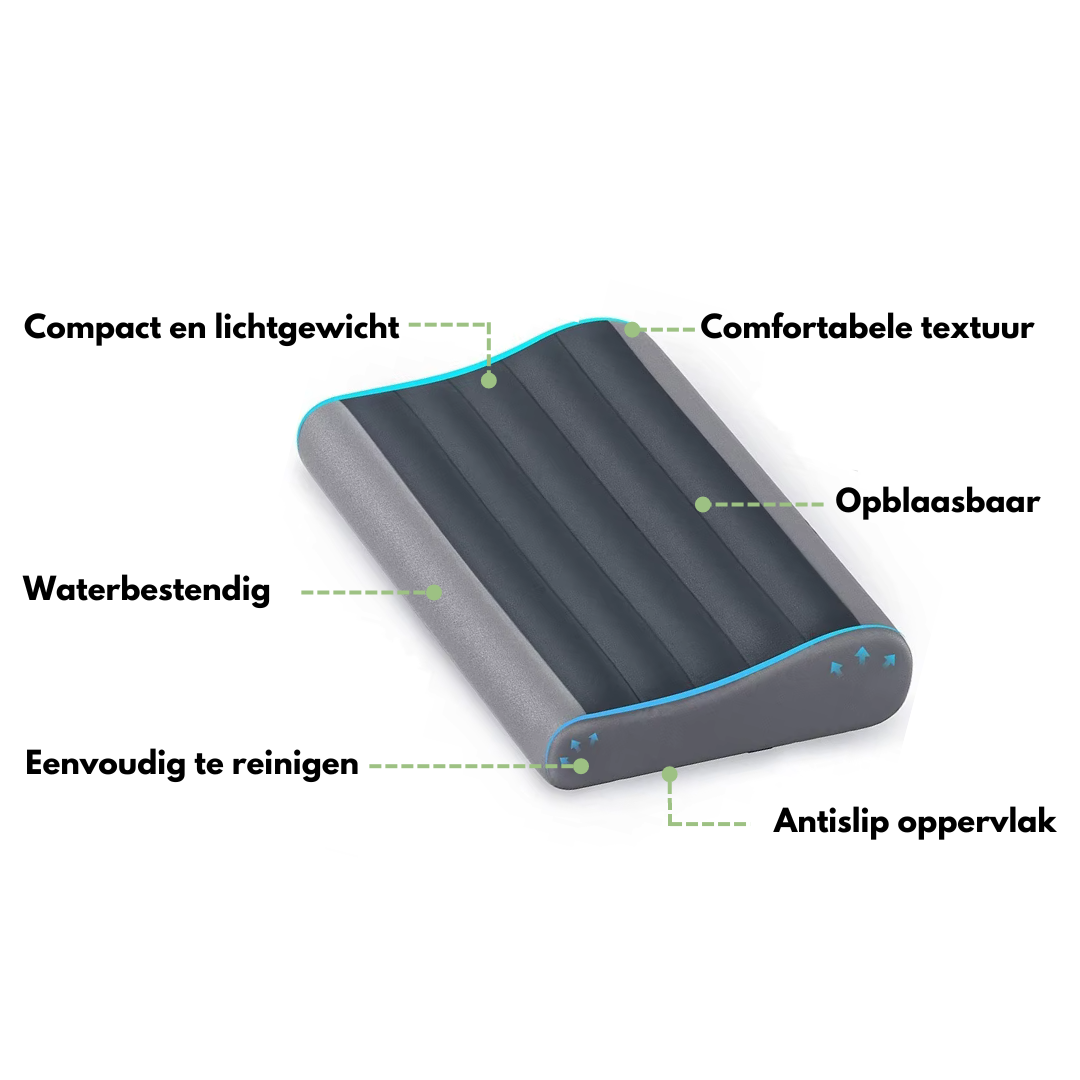 Ergonomisch Opblaasbaar Kussen - Comfortabel voor Camping & Outdoor