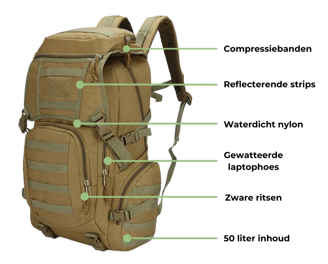 Tactische Rugzak - 50L Ruimte & Duurzaam voor Avonturen