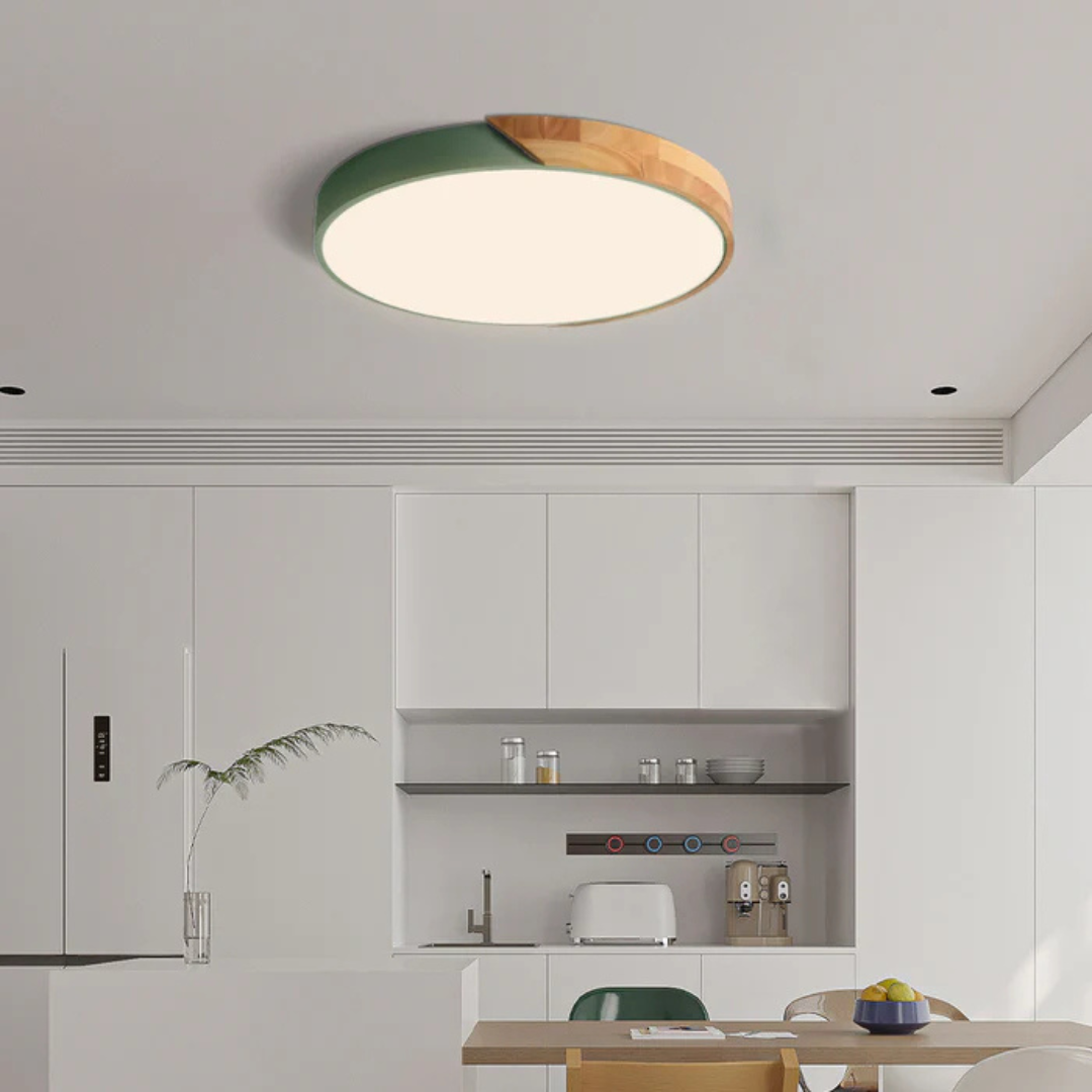 Scandinavische LED Plafondlamp met Hout – Stijlvolle Plafonnière voor Sfeervolle Verlichting