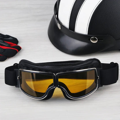 RoadRider | Vintage Motorbril met Verwisselbare Lenzen en Comfortpadding