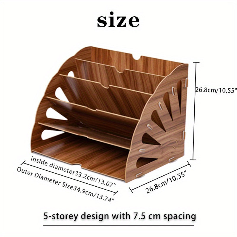 Houten Bureau Organizer met 5 Lagen – Waaierdesign MDF