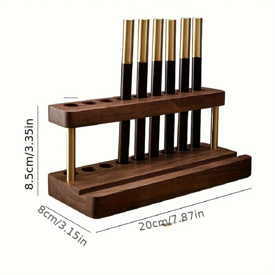 Luxe Bureau Organizer van Massief Walnoothout – Met Messingkleurige Accenten