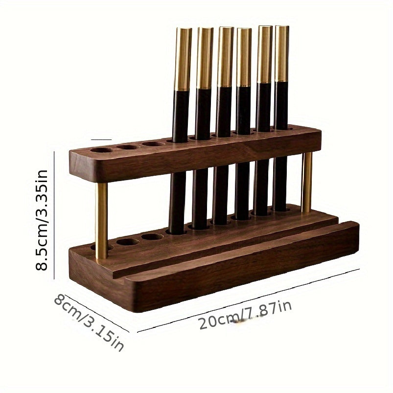 Luxe Bureau Organizer van Massief Walnoothout – Met Messingkleurige Accenten