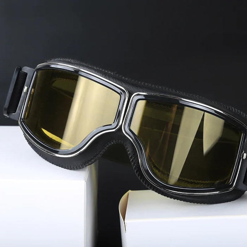 RoadRider | Vintage Motorbril met Verwisselbare Lenzen en Comfortpadding
