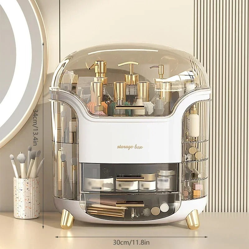 Luxe Transparante Make-up Organizer met Draaideuren en Lades