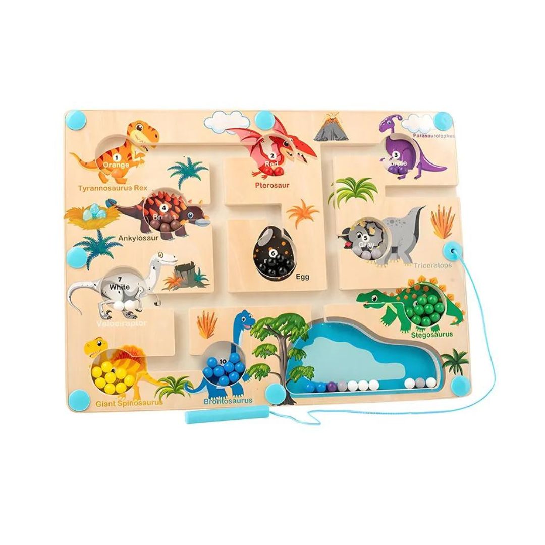 Magnetisch Dinosaurus Labyrint – Educatief Speelgoed, Fijne Motoriek, Kleur- en Teltijd