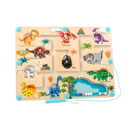 Magnetisch Dinosaurus Labyrint – Educatief Speelgoed, Fijne Motoriek, Kleur- en Teltijd