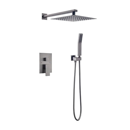 VoordeelPaleis® Doucheset Manhattan 10 inch regendouche vierkant 3-weg Gun Metal inbouw