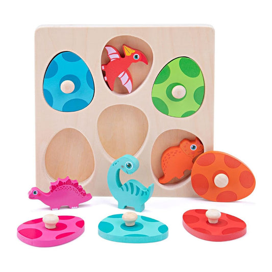 Dino Puzzel – Educatieve Houten Puzzel voor Peuters – Ontwikkelt Sorteervaardigheden en Cognitief Denken