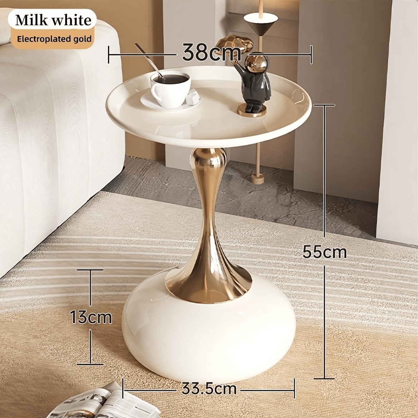 Moderne Zijkast met Keramische Basis en Metalen Voet – 55 cm Hoog