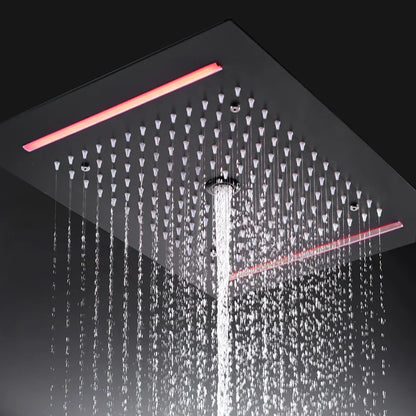 SaniSupreme® AquaTherme Plafond Thermostatische Doucheset Genua 3 weg Inbouw Plafond LED regendouche Mat Zwart
