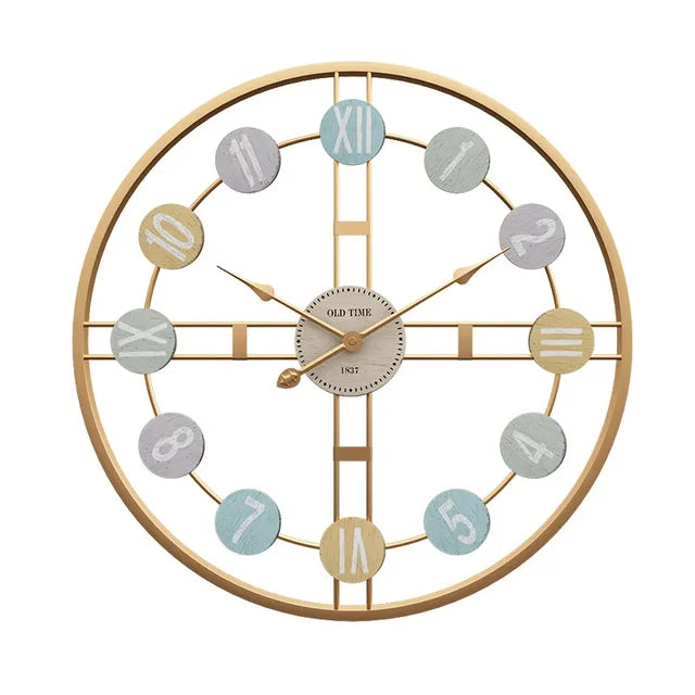 StilTijd – Grote Vintage Wandklok met Romeinse Cijfers en Metalen Frame