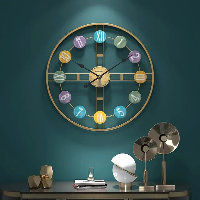 StilTijd – Grote Vintage Wandklok met Romeinse Cijfers en Metalen Frame