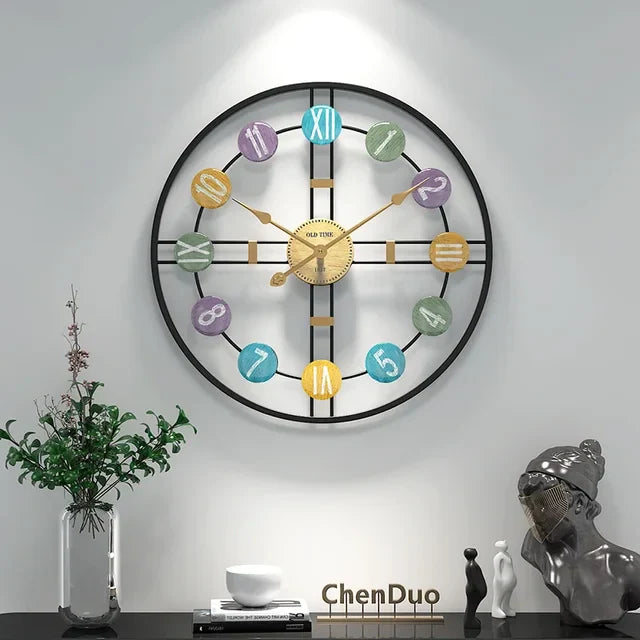 StilTijd – Grote Vintage Wandklok met Romeinse Cijfers en Metalen Frame