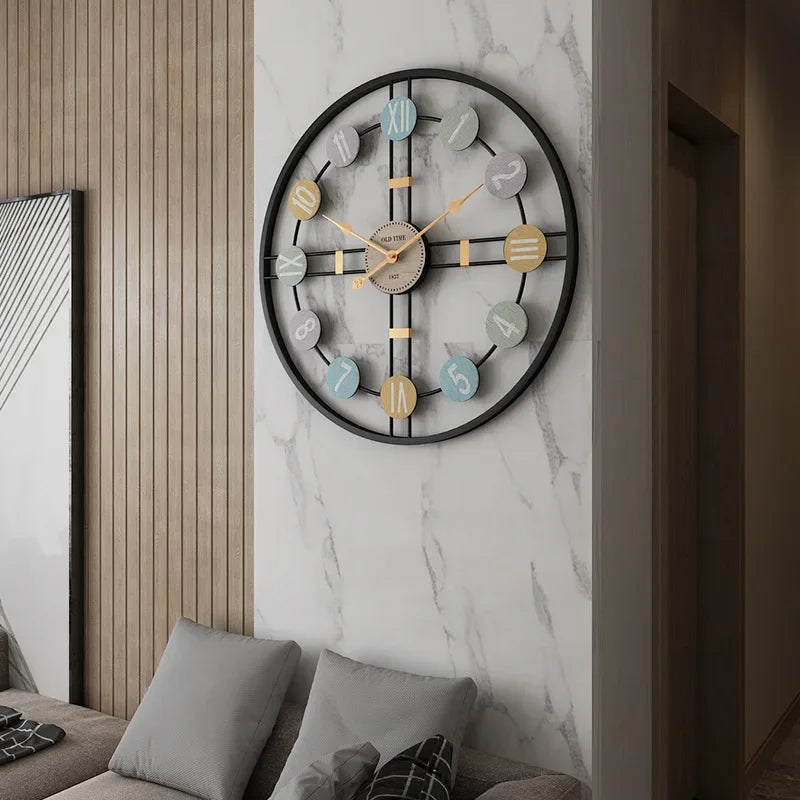 StilTijd – Grote Vintage Wandklok met Romeinse Cijfers en Metalen Frame