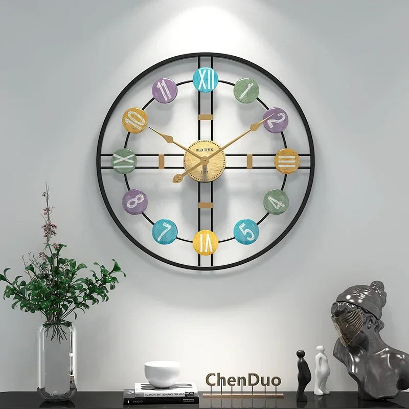 StilTijd – Grote Vintage Wandklok met Romeinse Cijfers en Metalen Frame
