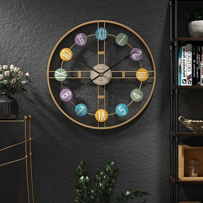 StilTijd – Grote Vintage Wandklok met Romeinse Cijfers en Metalen Frame