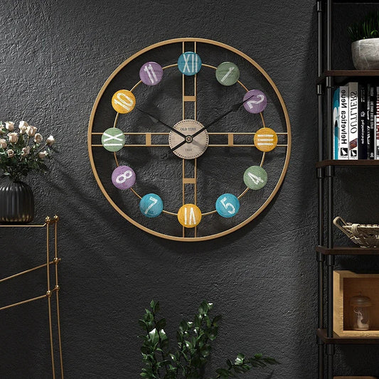 StilTijd – Grote Vintage Wandklok met Romeinse Cijfers en Metalen Frame
