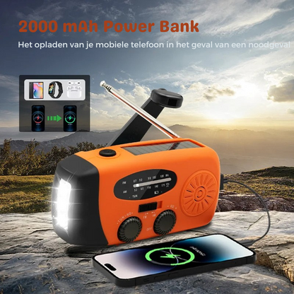 SafeSurvive Draagbare Noodradio – AM/FM, Zonnepaneel, Handcrank