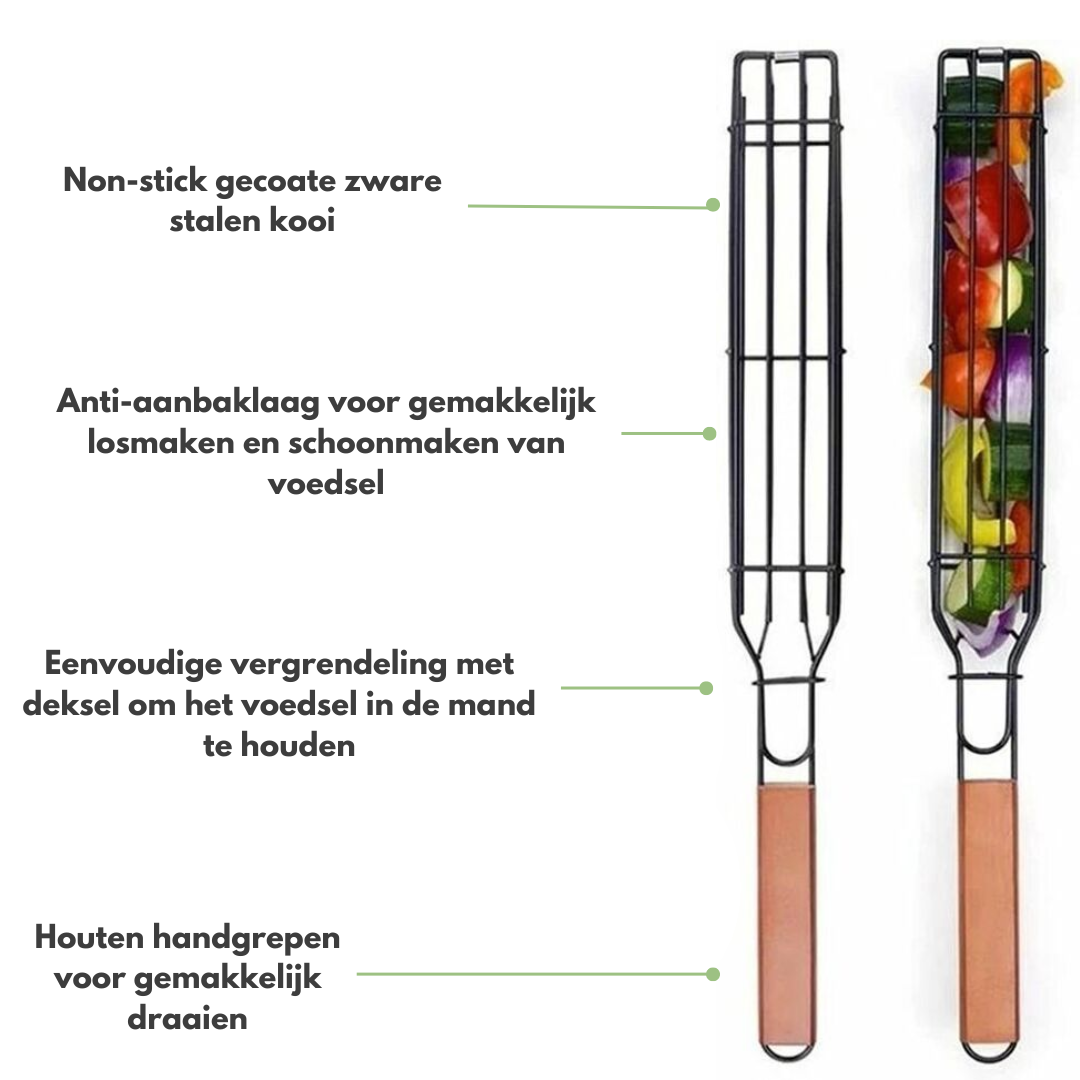 BBQ Grillmand - Kebabspies | Perfect voor Groenten en Vlees