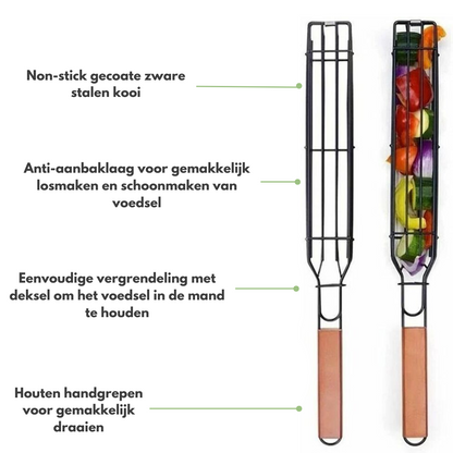 BBQ Grillmand - Kebabspies | Perfect voor Groenten en Vlees