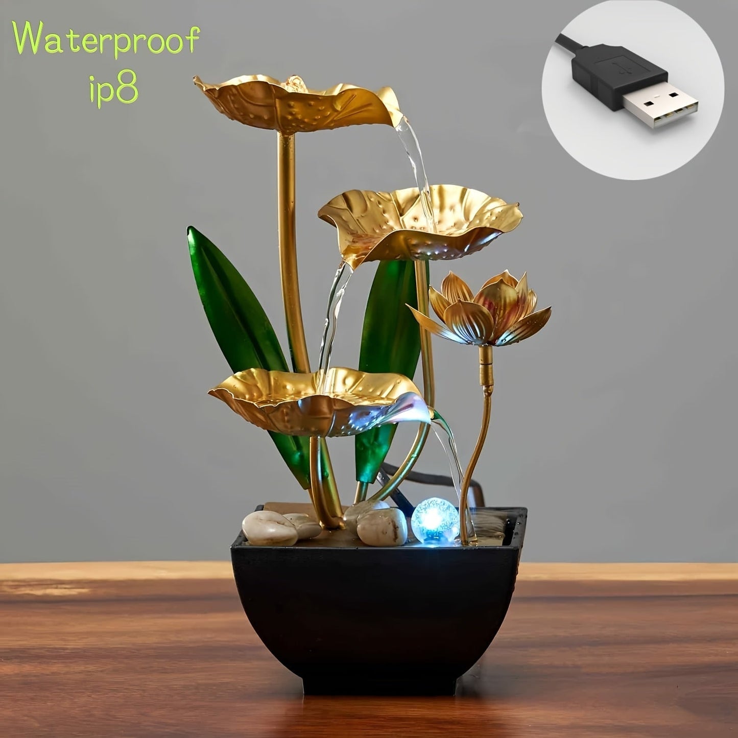 Lotus Binnenfontein met LED-verlichting – Rustgevend Watereffect voor Ontspanning