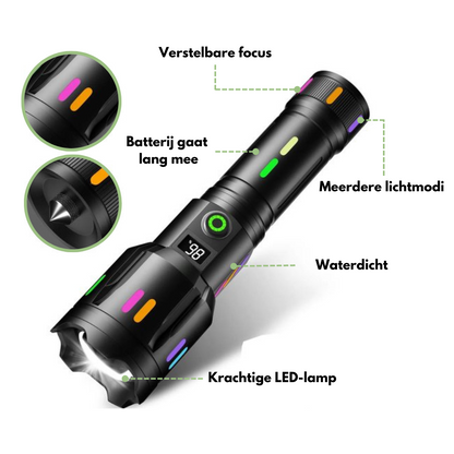 Militaire Zaklamp – 9000 Lumen LED Zaklamp voor Outdoor Gebruik en Noodgevallen