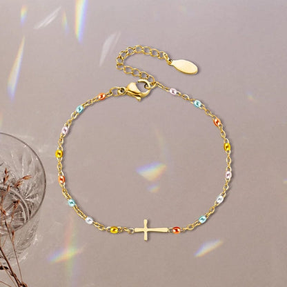 Verstelbare Kruisarmband voor Vriendschap & Geloof – Zilver of Goud – Geschenkdoos Optie