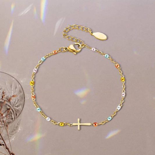 Verstelbare Kruisarmband voor Vriendschap & Geloof – Zilver of Goud – Geschenkdoos Optie