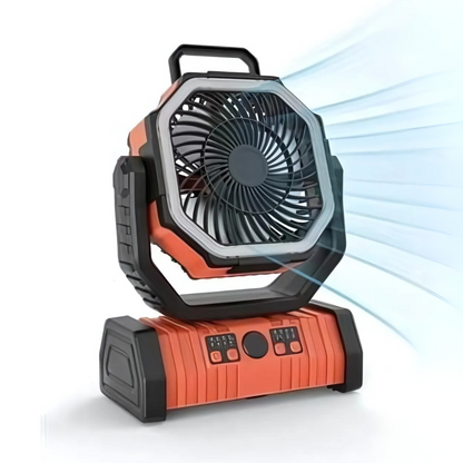 PowerBreeze Camping Ventilator met LED & Powerbank – 20000mAh, Draaibaar & Oplaadbaar