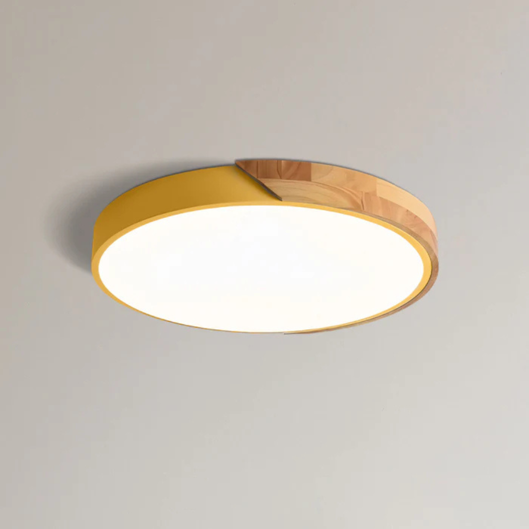 Scandinavische LED Plafondlamp met Hout – Stijlvolle Plafonnière voor Sfeervolle Verlichting