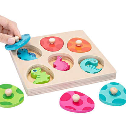 Dino Puzzel – Educatieve Houten Puzzel voor Peuters – Ontwikkelt Sorteervaardigheden en Cognitief Denken