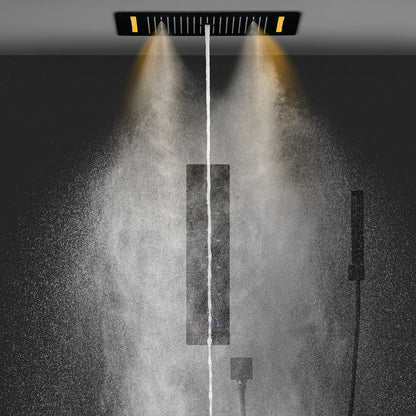 SaniSupreme® AquaTherme Plafond Thermostatische Doucheset Napels 6 weg Inbouw Plafond LED regendouche Mat Zwart