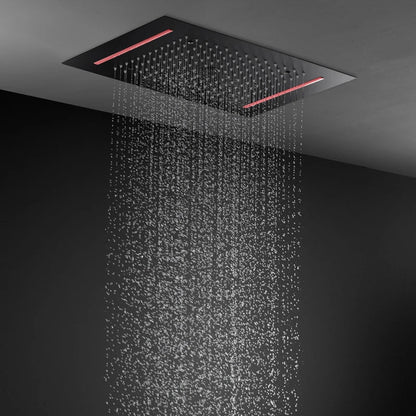 SaniSupreme® AquaTherme Plafond Thermostatische Doucheset Genua 3 weg Inbouw Plafond LED regendouche Mat Zwart